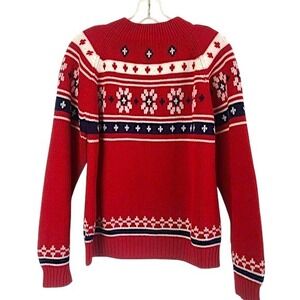 Vintage JC Penney Red Winter Sweater Turtleneck Acrylic Knit Medium Christmas